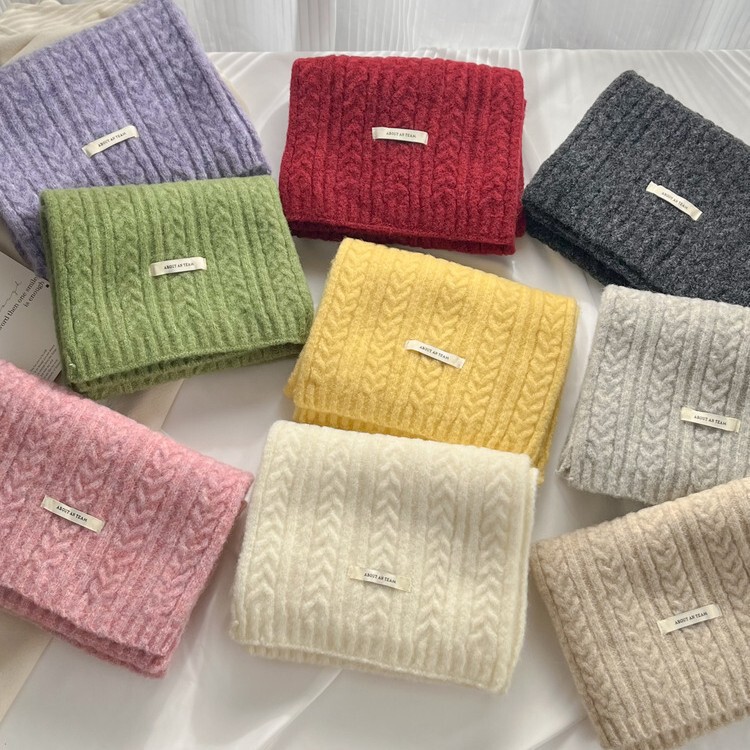Candy-Colored High-End Wool Scarf for Women in Autumn and Winter Korean Style Warm Thick Knitted Versatile Scarf for Men Candy-Colored High-End Wool Scarf for Women in Autumn and Winter Korean Style Warm Thick Knitted Versatile Scarf for Men