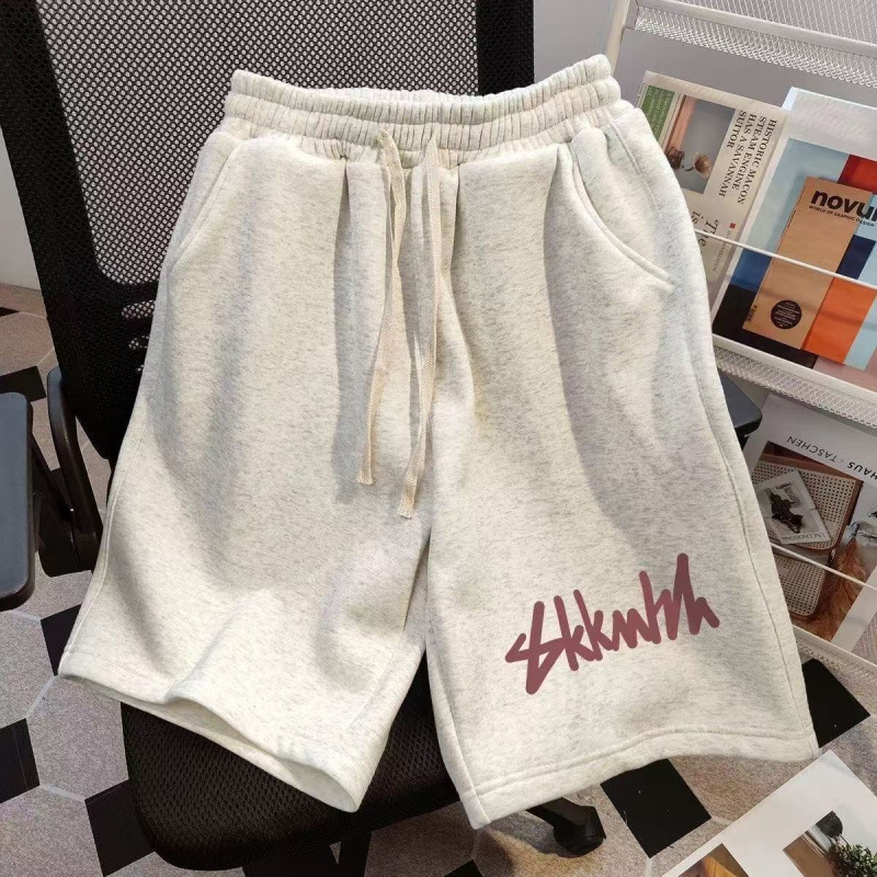 Summer Casual Five-Point Shorts, Five-Point Pants, Sports Loose New High-Waisted Ins Wide-Leg Straight Pants, Thin Style