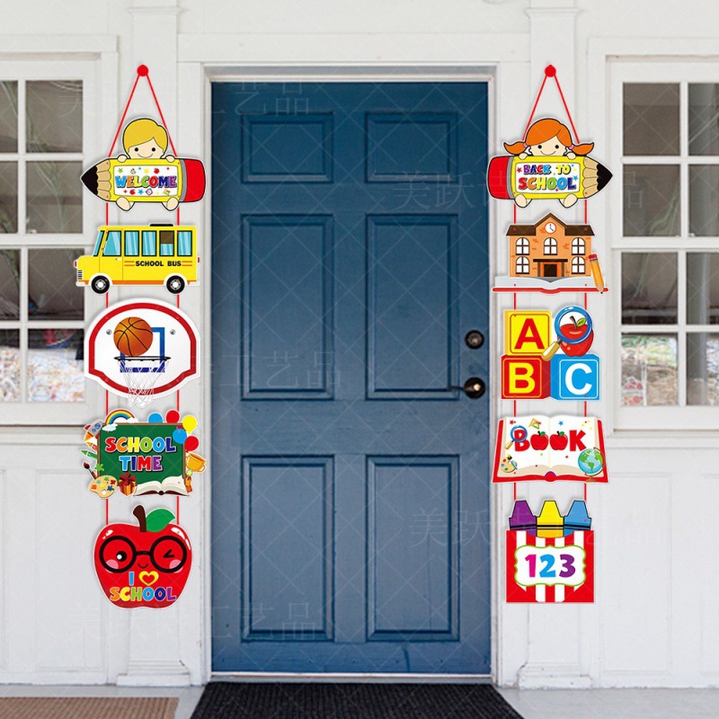 Nuevo regreso a la escuela decoración colgar la puerta del jardín de infantes colgar decoración de la puerta de la temporada de inicio de la fiesta decoración de los suministros