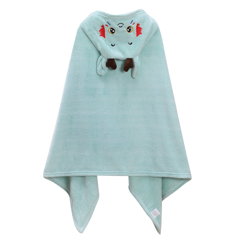 Coral fleece bebé usable Toalla de baño con capucha de dibujos animados capa de los niños Albornoz suave absorbente edredón infantil Toalla de baño
