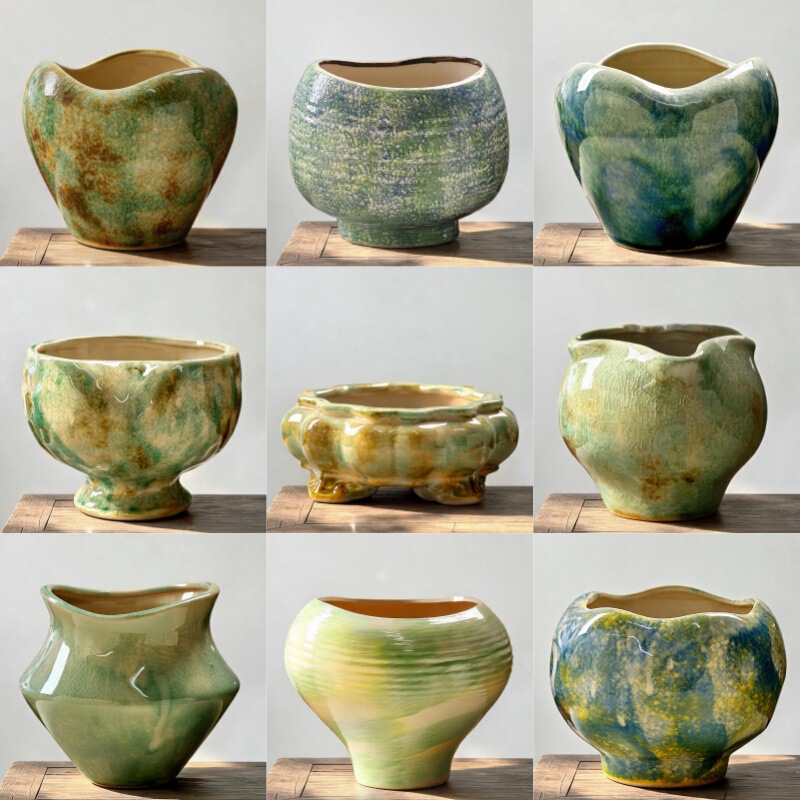 Wholesale succulent plant pots, ceramic rustic pottery, breathable, simple, creative, vintage, small, unique-shaped succulent plant pots Wholesale succulent plant pots, ceramic rustic pottery, breathable, simple, creative, vintage, small, unique-shaped succulent plant pots
