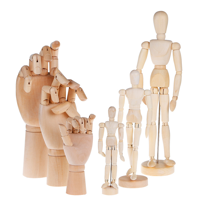 7-pulgadas flexible móvil madera mano arte pintura móvil conjunto madera mano modelo bosquejo madera mano bosquejo adornos