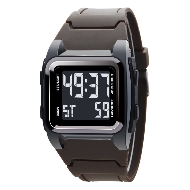 Nuevo cuadrado pantalla grande retro deportes reloj electrónico hombres luminoso impermeable multi-funcional alarma al aire libre reloj de moda