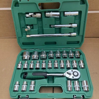 150-Piece Auto Repair Tool Set, Socket Wrench Combination Tool, Maintenance Tools, Car Repair, New Product for Car Maintenance (Mühərrik tənzimləmə alətləri) - 32-piece-set-of-24-teeth-for-home-use