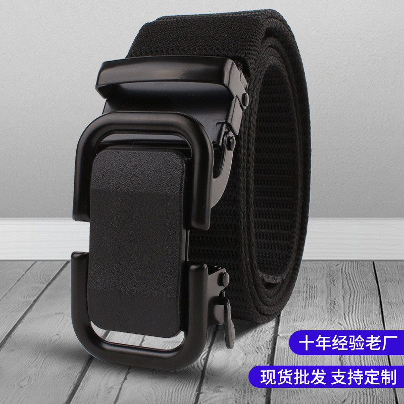 Cinturón hebilla automática de moda casual todo partido de nylon sin dientes cinturón de lona juventud estudiante pantalones cinturón en stock al por mayor