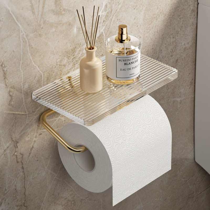 Light Luxury Bathroom Tissue Box Wall Hanging Storage Toilet Paper Toilet Paper Punch-Free Storage Rack Acrylic Roll Paper Holder