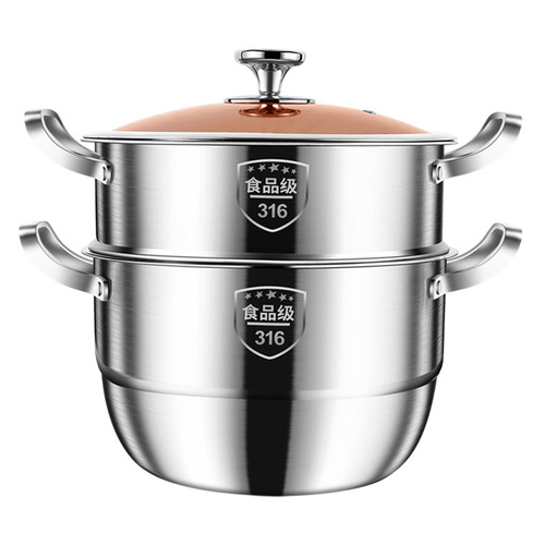 German thickened steamer household food-grade 316 stainless steel three-layer large-capacity gas induction cooker steamed bun cage