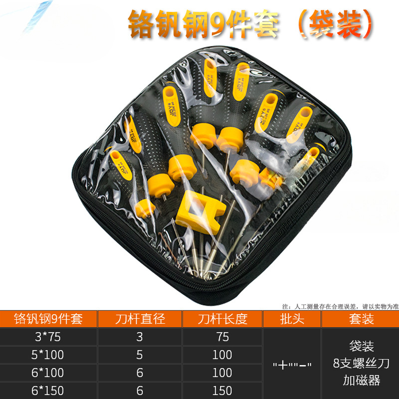 Un destornillador multifuncional para extender el destornillador de doble propósito con un pequeño conjunto de mantenimiento doméstico de ciruela con cinta magnética