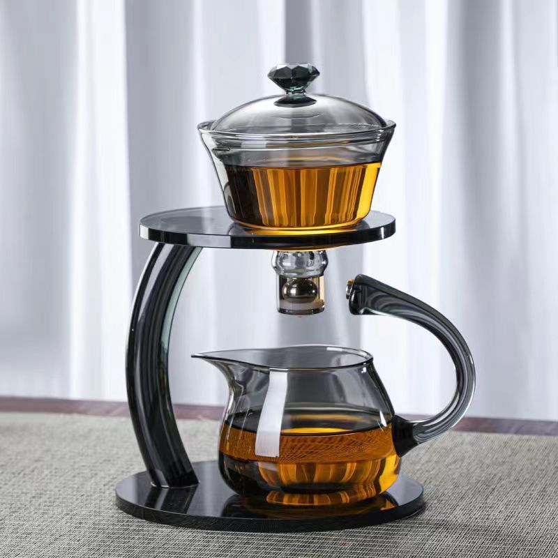 珍珠棉包装懒人茶具磁吸感应冲茶器耐热烟灰高硼硅玻璃泡茶壶|undefined