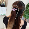 Advanced Chinese hairpin with tassels, hairgrip from pearl, hair accessory, Hanfu, Chinese style, flowered, high-quality style, light luxury style