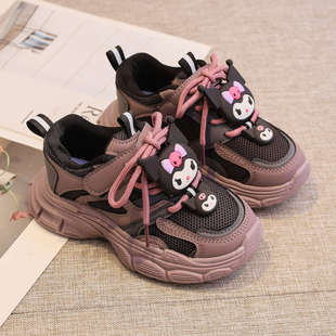 Girls Kulomi mesh sneakers 2024 spring new non-slip soft bottom children's casual shoes all-match fashion trend
