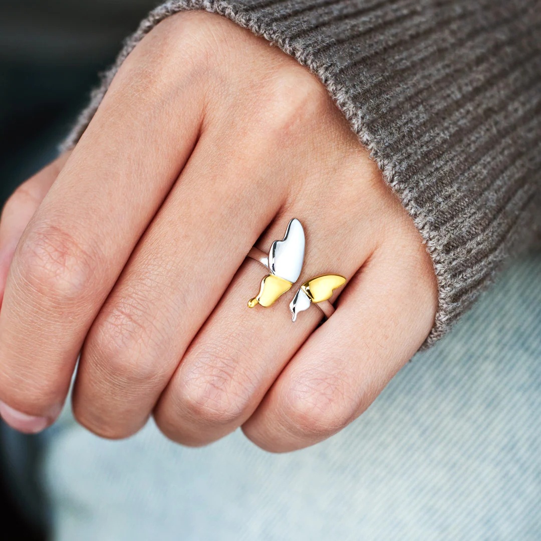 1 Piece Quantity Daily Occasion 925 Sterling Silver Material 925 Sterling Silver Butterfly Open Rings