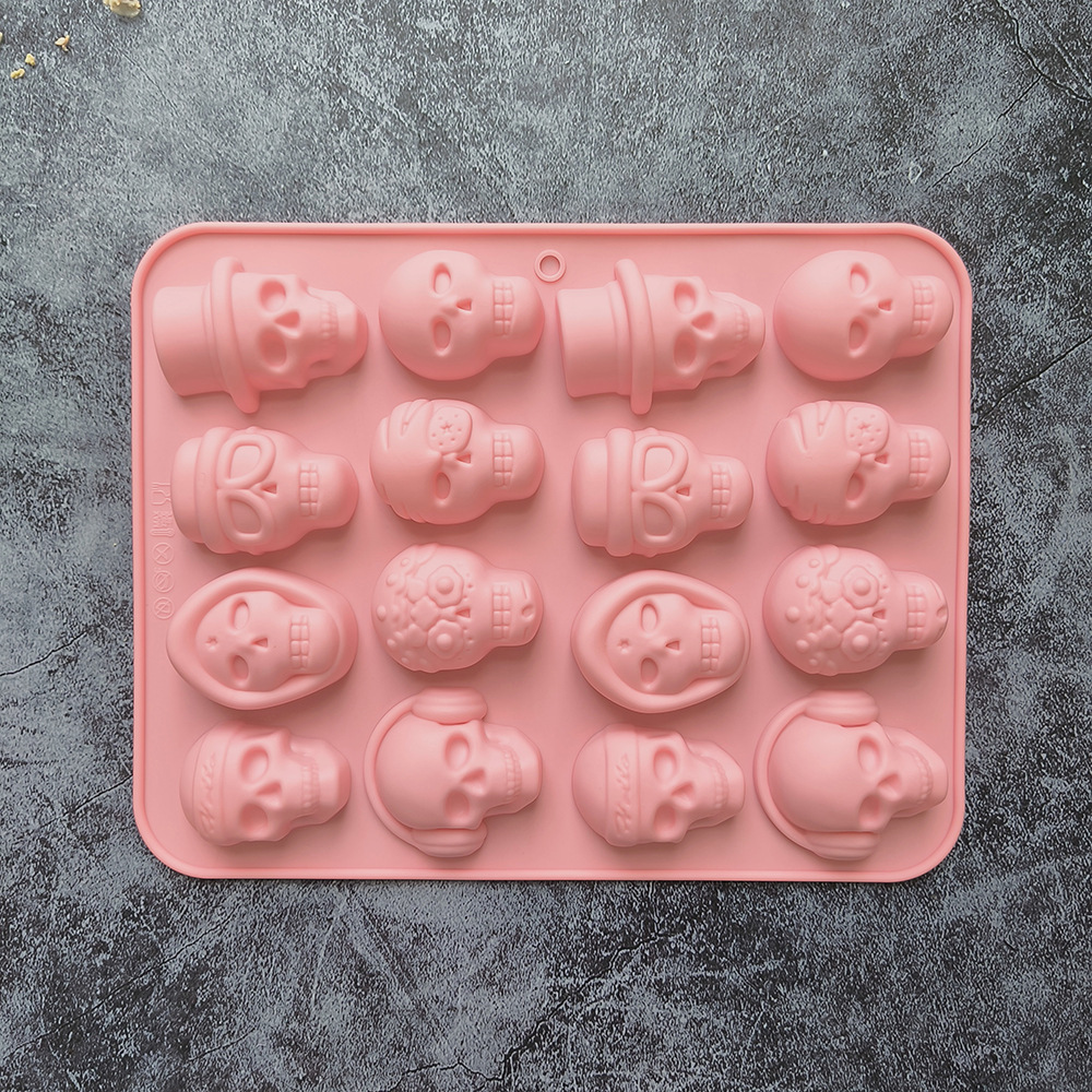 Skull Grid Hielo Silicone Mold Bar DIY Extraña bandeja de hielo 3D pudín de chocolate molde de pastel 688