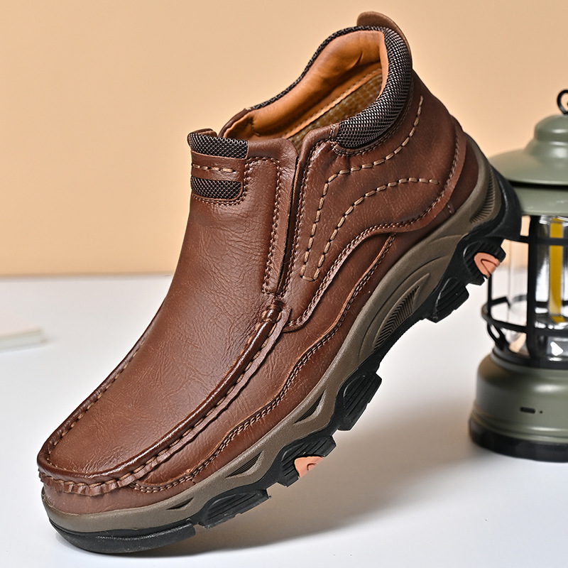 Amazon Independent Station Cross-Border Foreign Trade Popular Men's Boots Large Size Thick Sole Wear-Resistant Men's Leather Shoes Winter Leather Boots Men's Style Amazon Independent Station Cross-Border Foreign Trade Popular Men's Boots Large Size Thick Sole Wear-Resistant Men's Leather Shoes Winter Leather Boots Men's Style