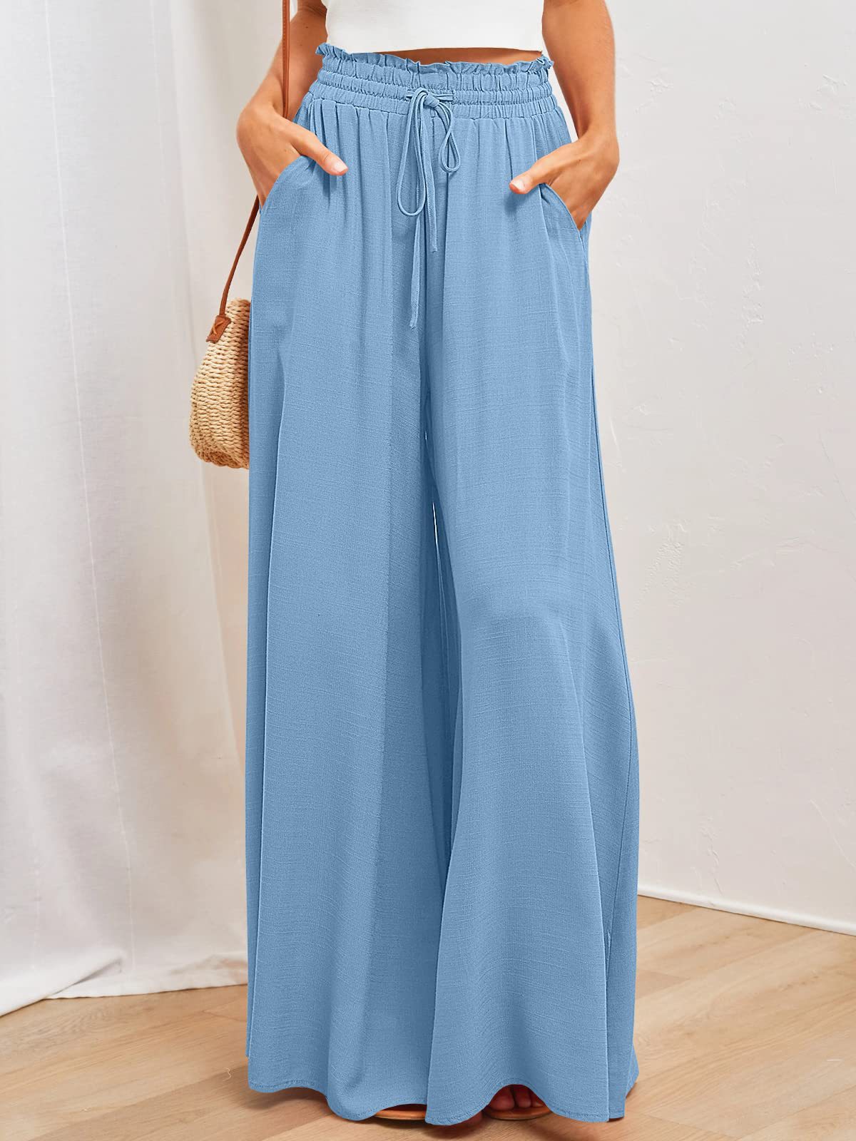 Women's Street Casual Printing Solid Color Full Length Wide Leg Pants display picture 3