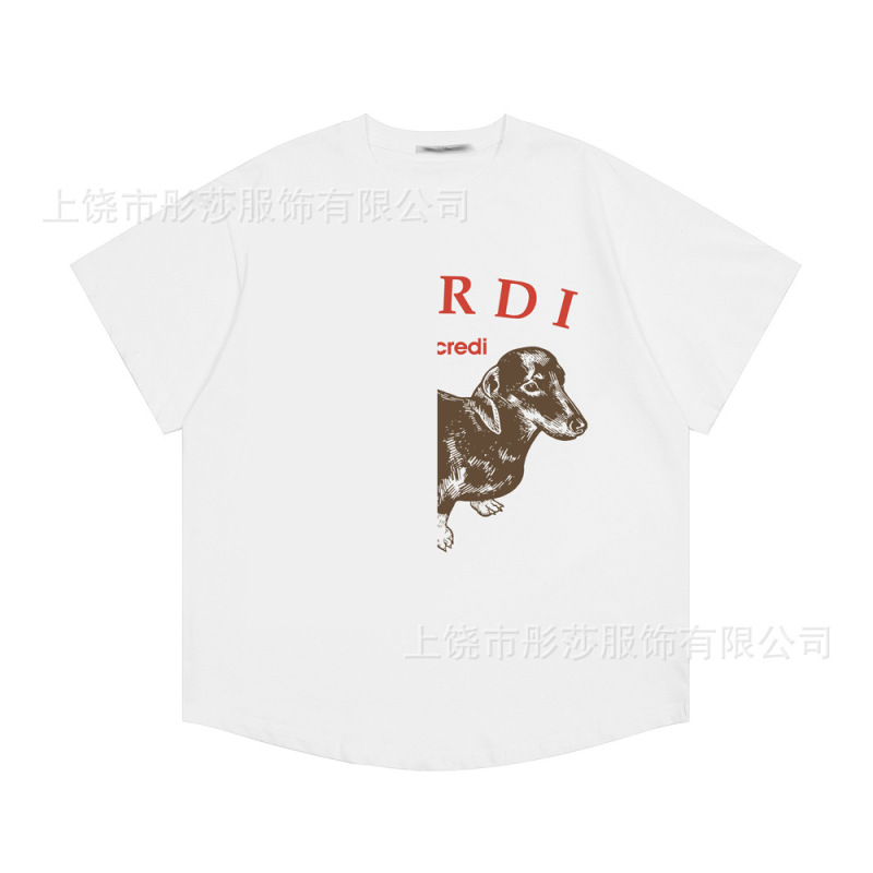 2025 新ゴールドハイシルバー同スタイルマルディ半袖デイジー Tシャツダックスフントカップル多用途トップ女性ルーズ|undefined
