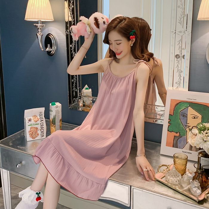 Pijama de mangas largas para mujeres sobre las rodillas pijama de viento primavera y otoño de hadas corte muñeca cuello princesa viento conjunto de verano