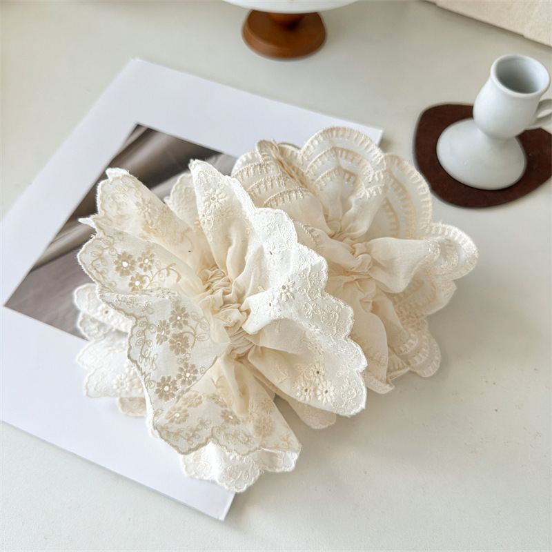 20g Weight Hair Tie Hair Accessories Type 1 Piece Quantity Holiday, Daily Occasion Solid Color Pattern Women's Gender Simple Style, Classic Style Style Super Fairy Internet Hot New Lace Large Intestine Ring Hair Ring Graceful And Fashionable Girl Top Cuft Boutique Hairware 7