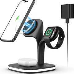 Cross-border magnetic three-in-one wireless charger for iPhone14/13/12, earphones, and watches