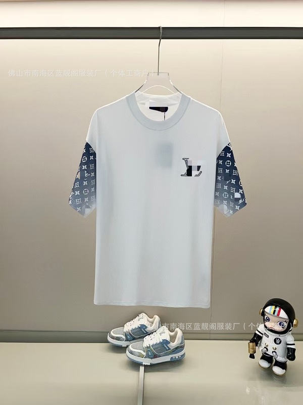 跨境奢潮驴家高品质L满印字母短袖潮牌外贸经典款圆领男女宽松T恤|undefined