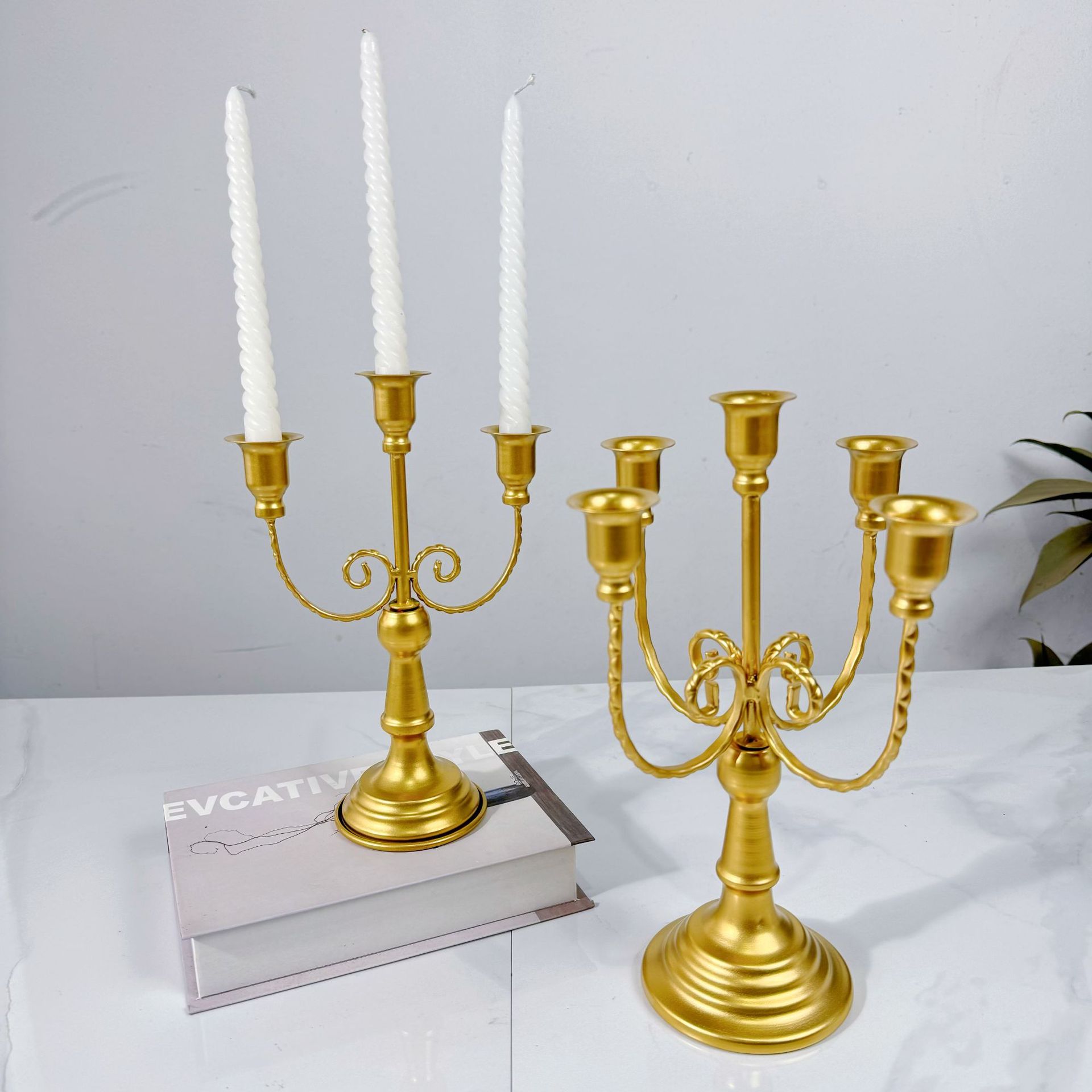Cross-border European golden candlestick wedding Valentine's Day table props Christmas arrangement candle cup iron candle holder