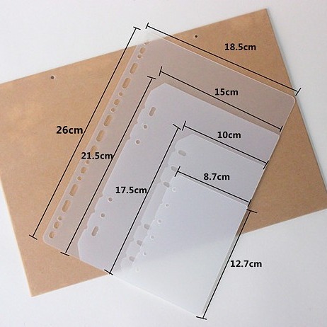 A5A6A7B5A4 loose-leaf partition plate, baffle plate PP transparent frosted standard loose-leaf general thickening 60 silk