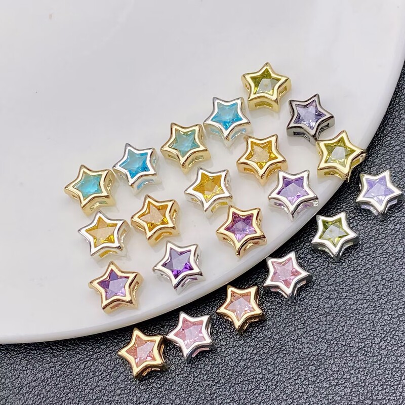 9Mm14K Zircon Five-Pointed Star Pendant DIY Nail Art Accessories Stereo Colorful Star Diamond-Encrusted Nail Decoration Wholesale 9Mm14K Zircon Five-Pointed Star Pendant DIY Nail Art Accessories Stereo Colorful Star Diamond-Encrusted Nail Decoration Wholesale