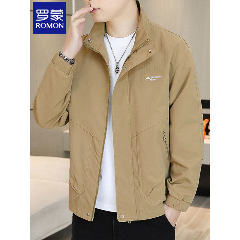 Romon Men's Stand Collar Jacket Spring and Autum 2025 New Casual Spring Tops Youth Trendyy Work Jacket