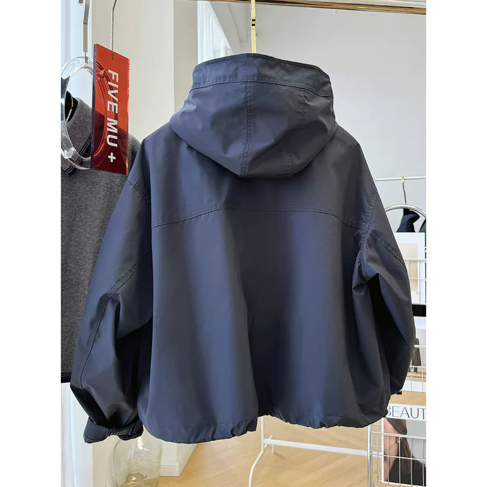 Autumn thin jacket with hood, high-quality style, oversize