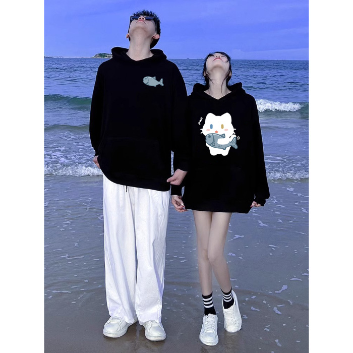不一样的情侣装连帽卫衣新款高级感小众休闲宽松显瘦上衣班服男女