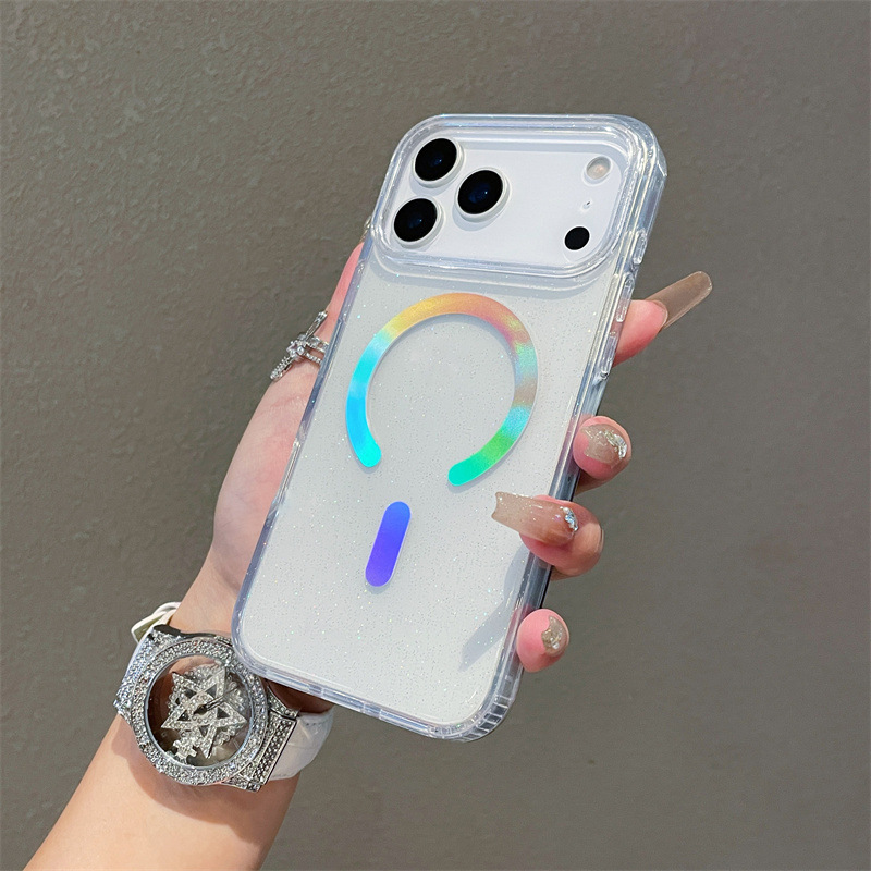 Adatto per telefono colorato magnetico Pro Max trasparente glitter custodia protettiva 17 Pro/17 Air_voghion.com