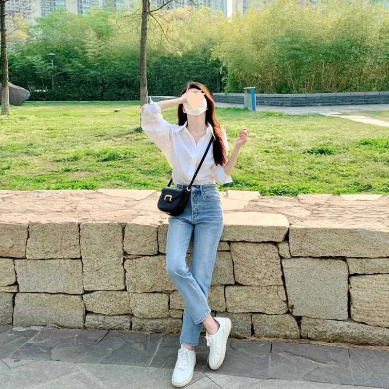 纳米薄款冰丝直筒牛仔裤女2025年夏季高腰小个子显瘦浅色烟管裤|undefined