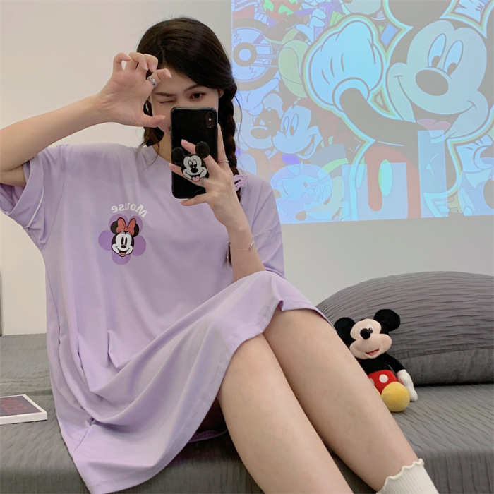 2024 pijamas de verano pijamas de chicas dibujos animados largo hilo de manga corta chaqueta en vivo ropa doméstica mayorista