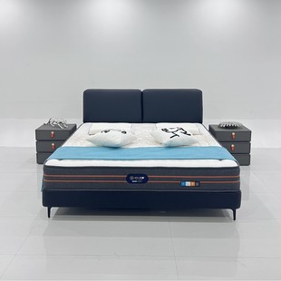 Internet Celebrity Italian Minimalist Flat Edge Black Leather Double Bed 1.8m Master Bedroom