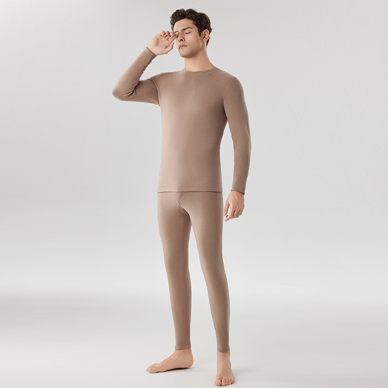 秋冬バイエル黄標デロン保温下着男女セット抗菌加厚発熱ネックウォーマー付き秋服秋パンツ