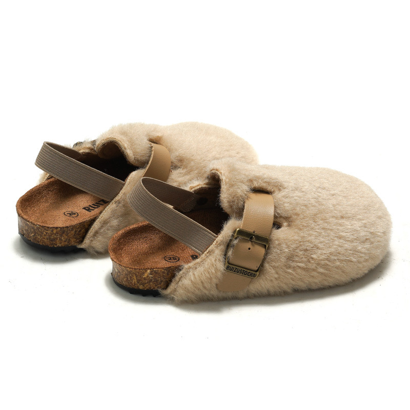 RUIZUSTOCK Automne Hiver Nouvelles Sandales Chaudes En Daim Fourrure De Lapin Pour Enfants En Liège Pour Garçons Et Filles_voghion.com
