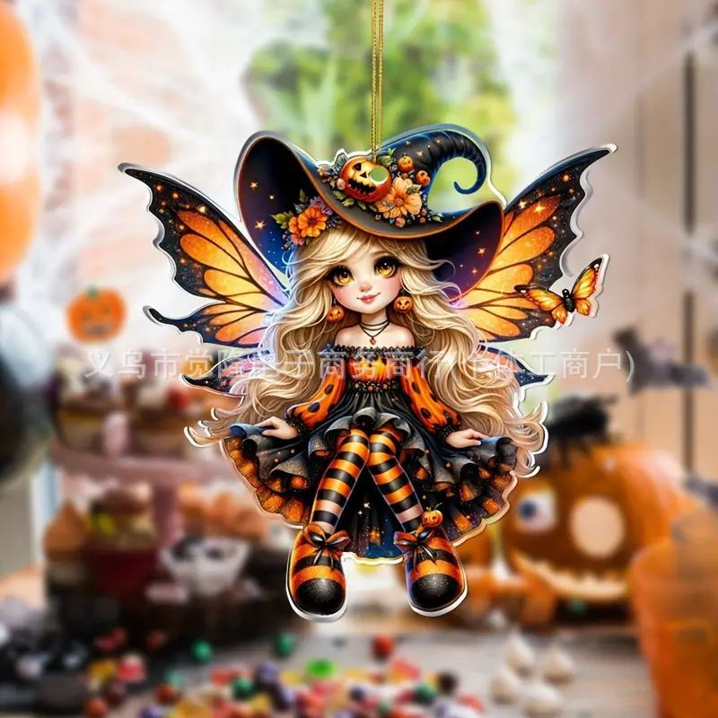 Nuevos productos transfronterizos de acrílico Halloween Elf de automóviles decoración colgante accesorios de llaves colgante soporte fijo image 5