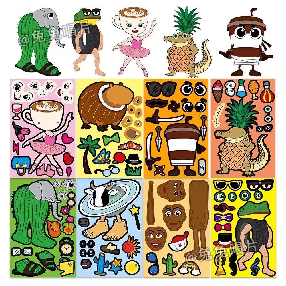 Caja de ritmo de cambio de pegatinas con rompecabezas para niños cuentas de mano para chicas DIY juguetes divertidos descomprimidos a mano