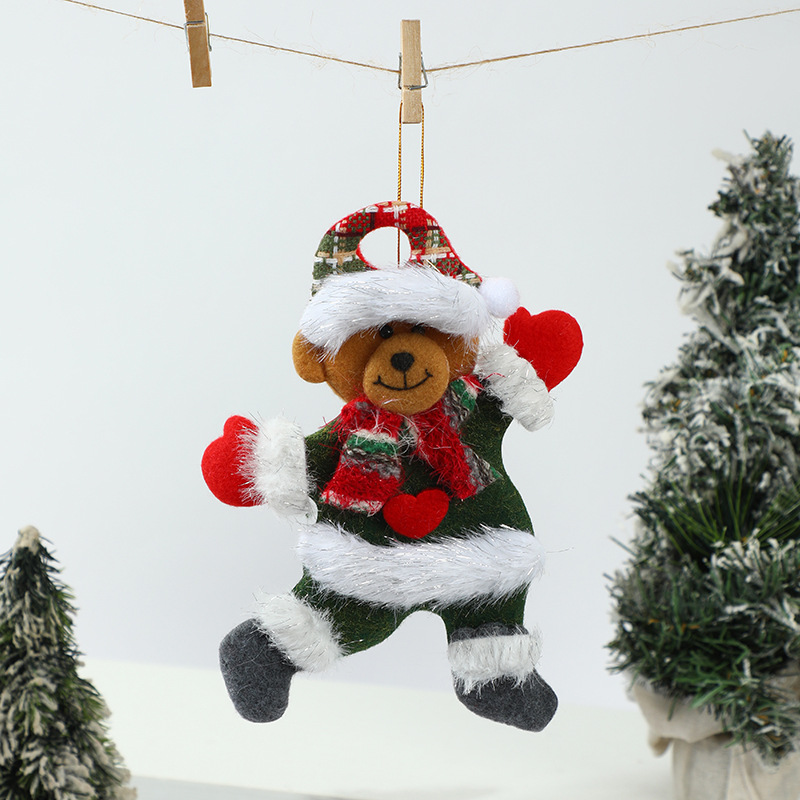 Árbol de Navidad colgante pequeña muñeca bailando viejo muñeco de nieve ciervo oso muñeca regalo de Navidad piezas colgantes decoraciones de Navidad