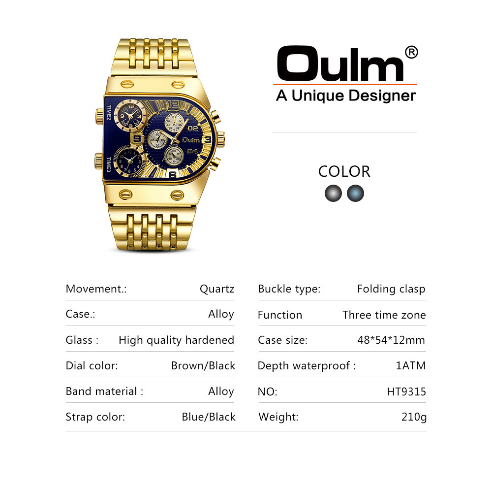 Reloj de hombre de cuarzo con múltiples zonas horarias y dial luz_voghion.com