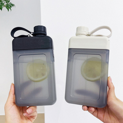 简约水杯扁平便携方形水杯户外旅游便携口袋水瓶创意扁平运动水壶