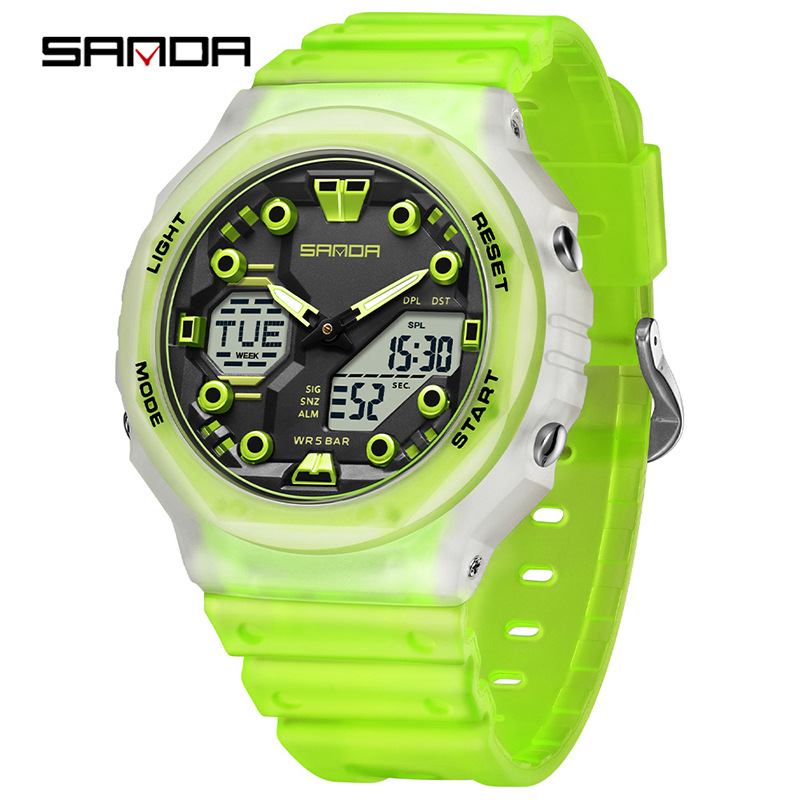 Sanda Sanda 6200 reloj electrónico explosivo multifuncional reloj despertador impermeable cool reloj de estudiantes de secundaria