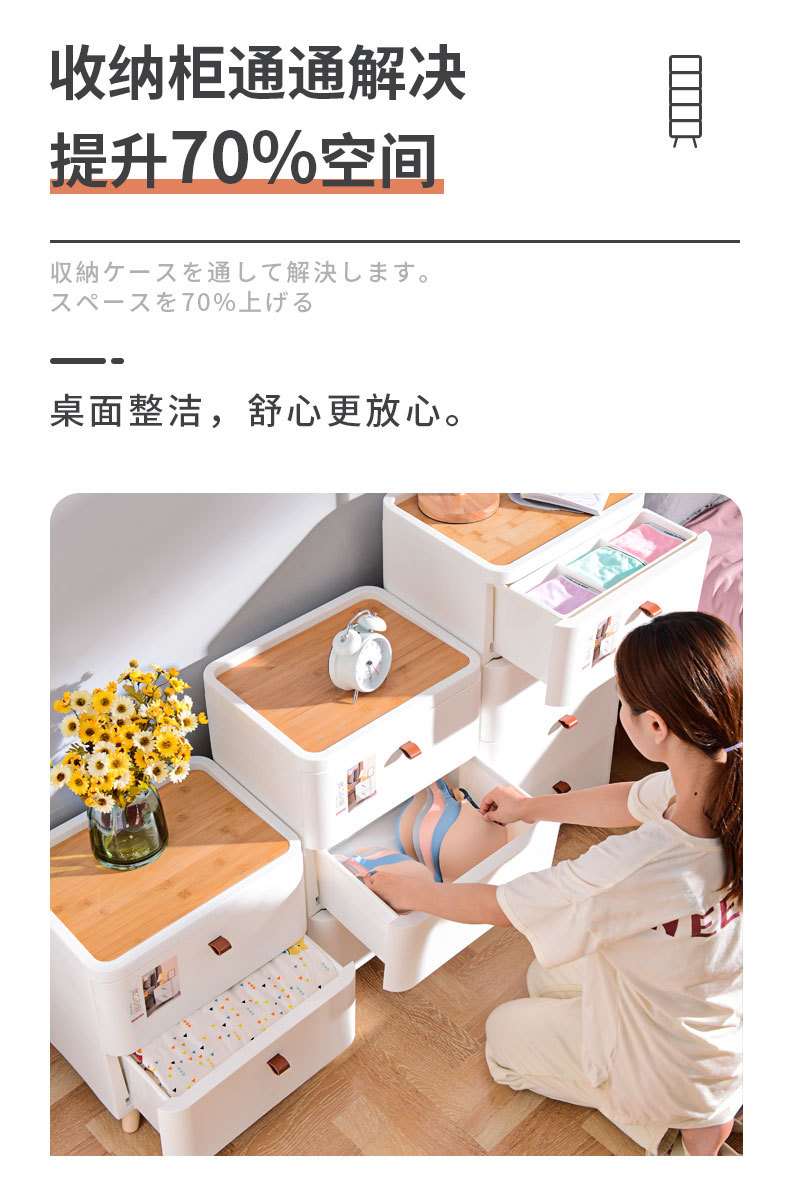 X102-7011抽屉式家用塑料整理收纳柜客厅零食玩具收纳柜床头柜详情12