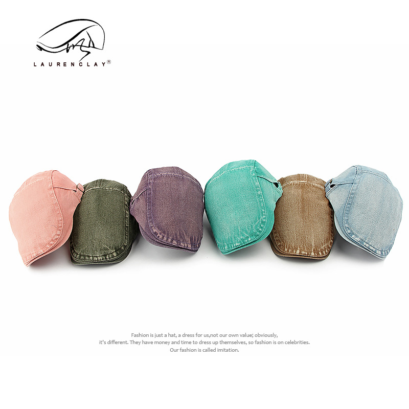 Sombrero de vaquero coreano de lavado de agua Boina de dama Inglés retro simple gorra de boca de pato gorra de algodón hombre