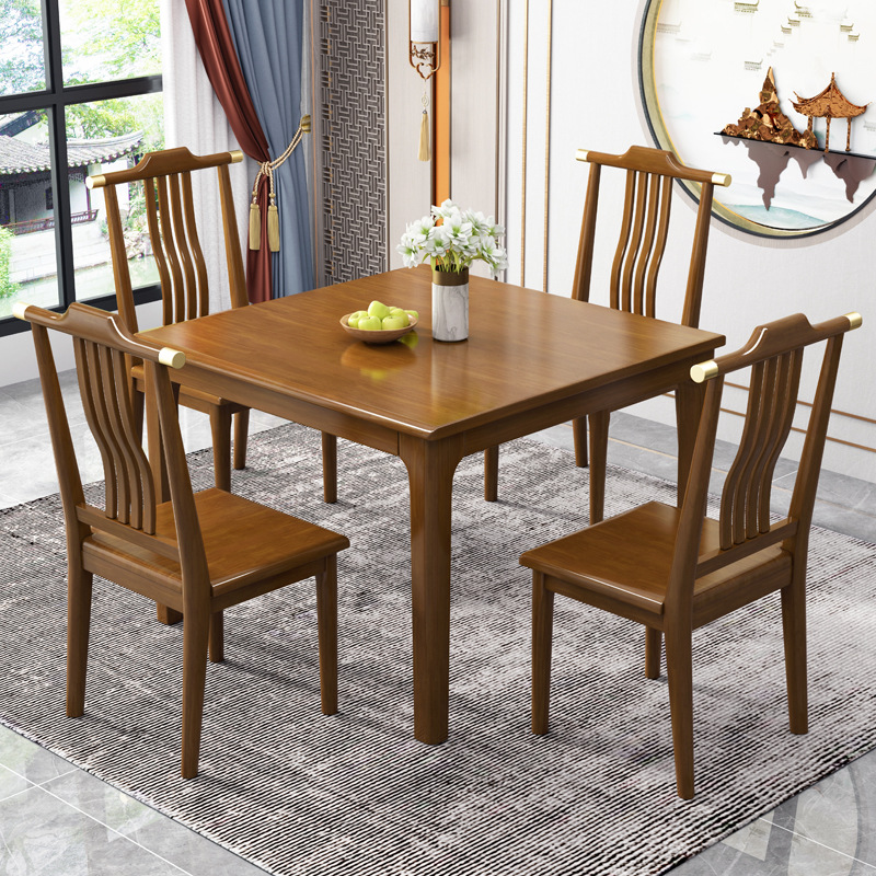 Mesa de comedor de madera maciza cuadrada pequeño apartamento casa pequeña mesa cuadrada moderna mesa de madera de ocio chino sala de alquiler pequeña mesa de té