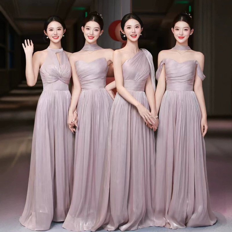Bridesmaid dress 2025 new model in purple, elegant summer performance outfit, sister group birthday evening dress, suitable for everyday wear Bridesmaid dress 2025 new model in purple, elegant summer performance outfit, sister group birthday evening dress, suitable for everyday wear