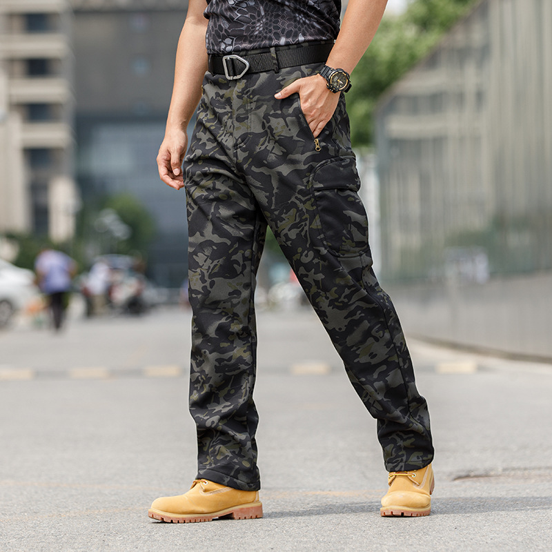 Deportes al aire libre con pantalones de piel de pescado suave, pantalones de montaña para hombres, pantalones de grasa, impermeables, calentadores y gruesos.