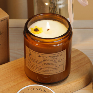 Brown Smokeless Romantic Home Scented Candle Handmade Soy Wax Scented Candle Holiday Gift Souvenir Cup Wax