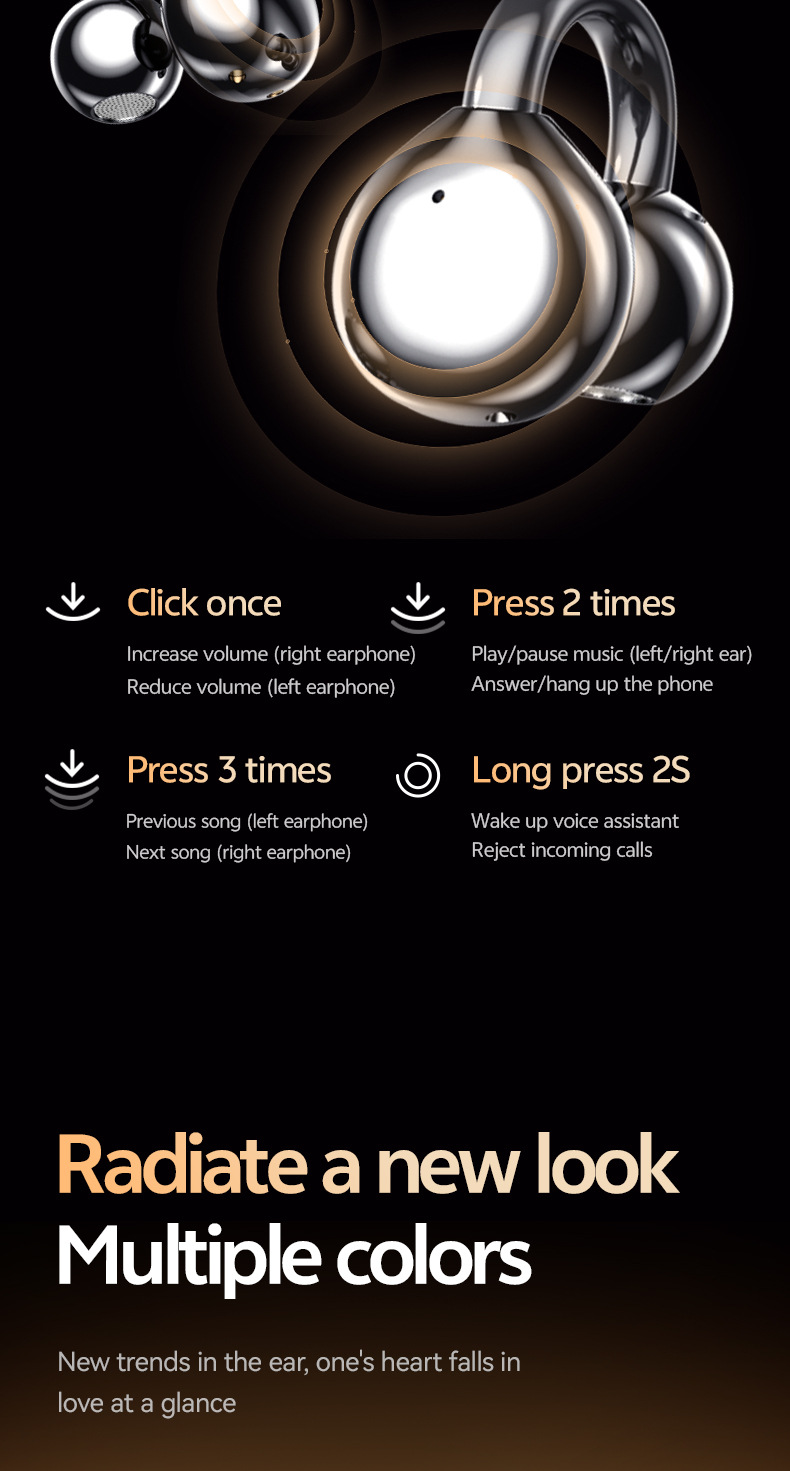 M110 AI Real-time Translation OWS Clip Type Not In Ear Bone Conduction Intelligent Bluetooth Headset_voghion.com