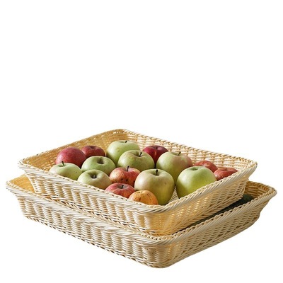 仿藤水果篮藤编展示篮长方形面包陈列蔬菜篮子瓜果收纳塑料筐竹筐